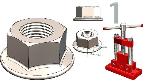 1-Project 46| Two-Sided Pipe Vise | SolidWorks Tutorial: flanged M16 hex nut