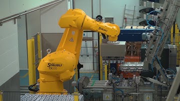 Industrial robots for a palletizing application in the dairy industry