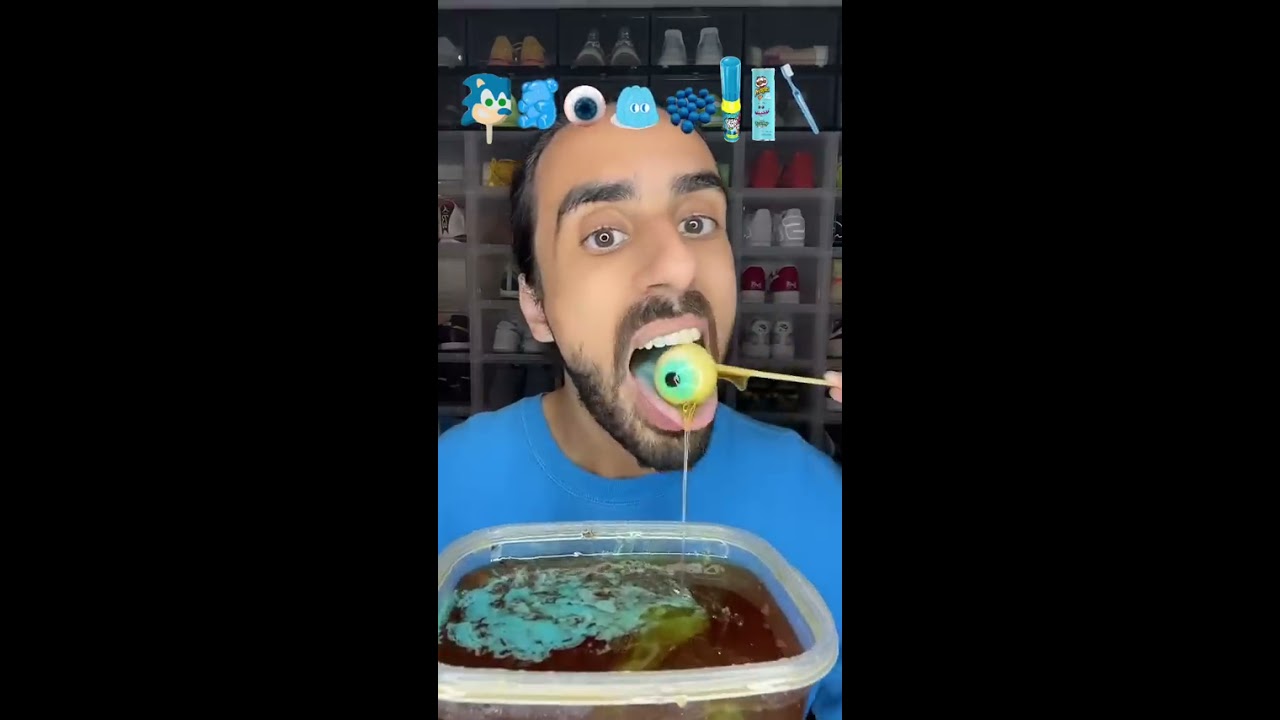 Food ASMR Eating A Sonic Popsicle And All Blue Snacks 