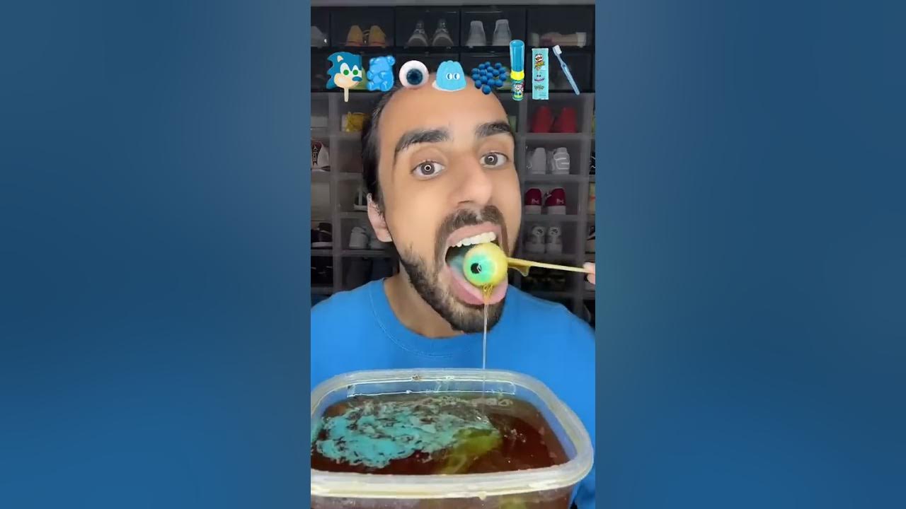 Food ASMR Eating a Sonic Popsicle and All Blue Snacks!