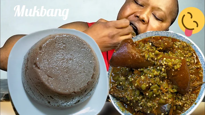okra soup asmr with plantain Amala fufu mukbang