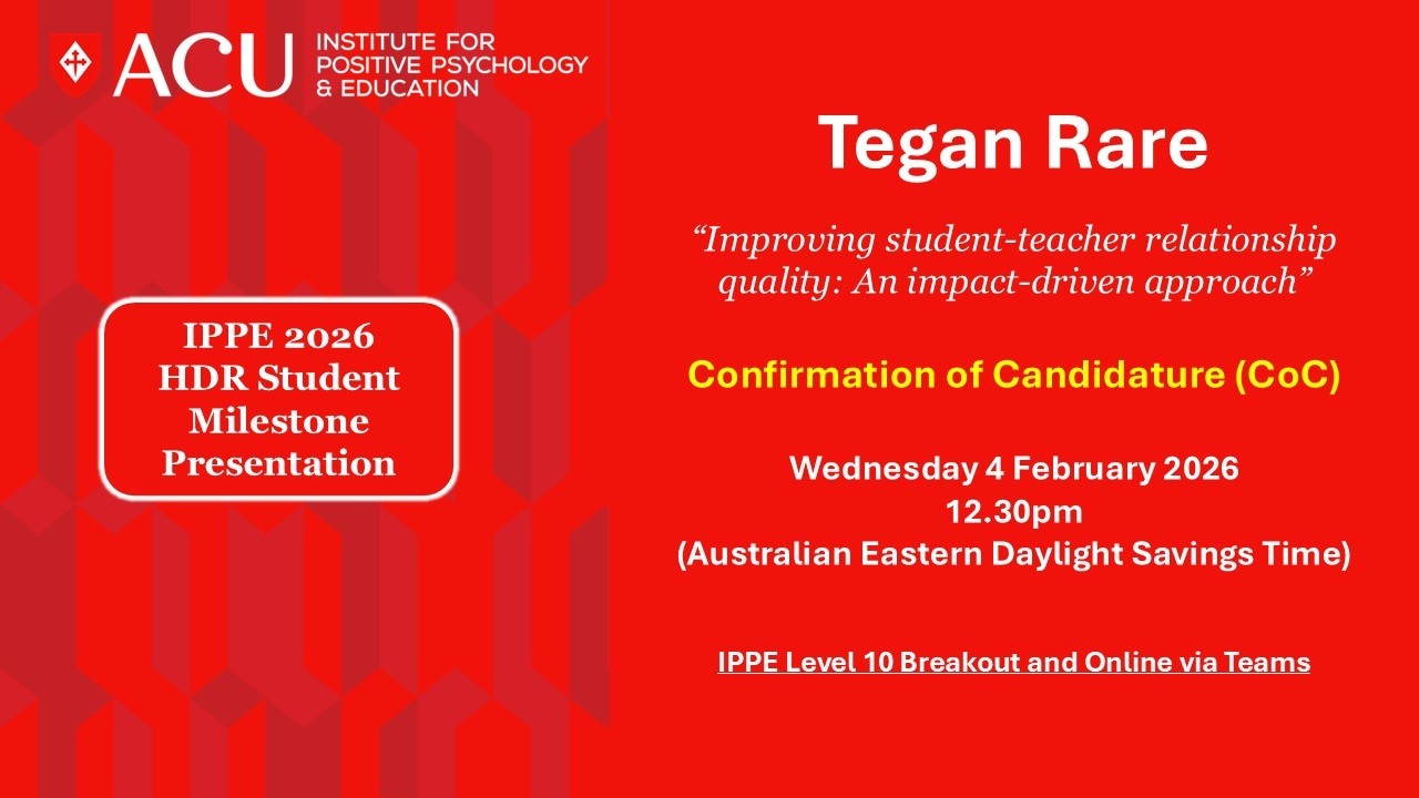 CoC Milestone Presentation | IPPE HDR Candidate Tegan Rare