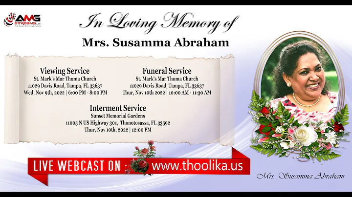 Funeral Service: Susamma Abraham (68)