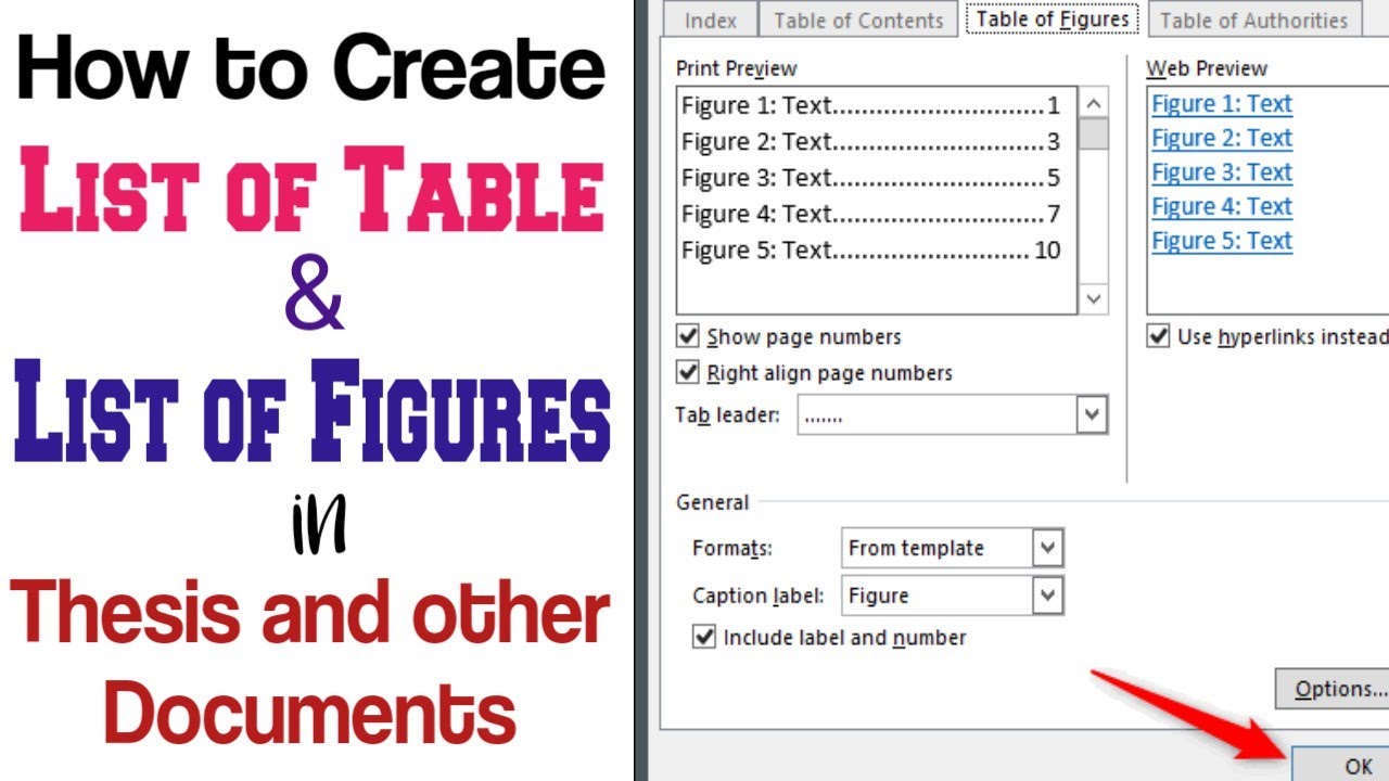 how to name tables in thesis