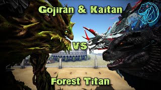 Gojiran & Kaitan vs. Forest Titan | ARK Kaiju Battle 🦎