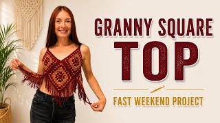 Boho Granny Square Top | Easy Crochet Tutorial | Granny Square Crochet Top Step by Step