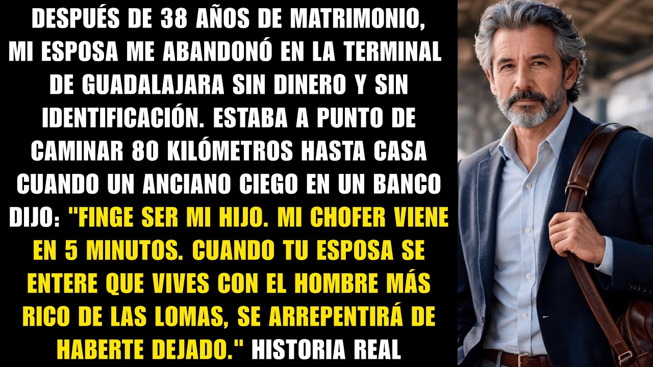 Mi esposa me abandonó en una terminal de autobuses… entonces un anciano ciego susurró: «Finge ser...