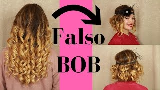 Cómo Hacer Un Peinado FALSO BOB con Pelo Rizado (en 5 minutos!)