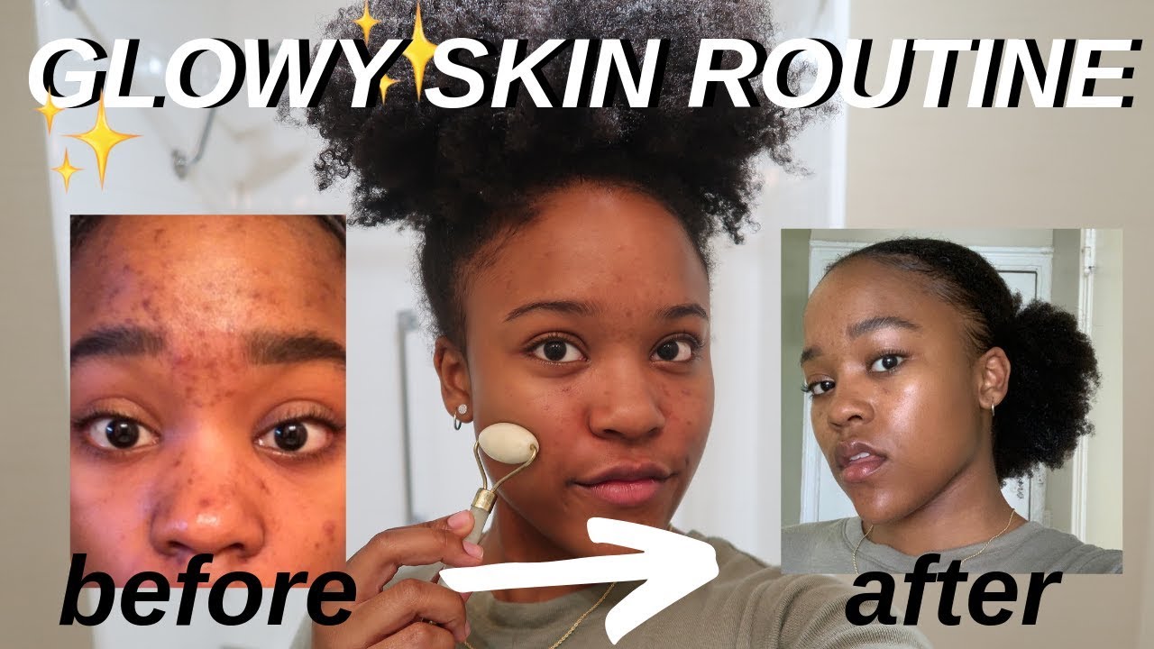 GLOWY SKINCARE ROUTINE FOR DARK MARKS + DRY SKIN - YouTube
