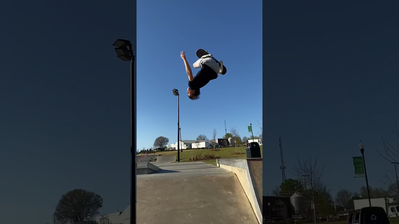 HUGE BACKFLIP TRANSFER!! On skateboard