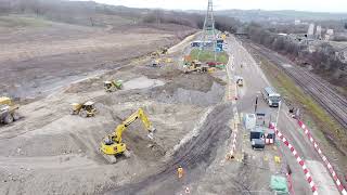 Dewsbury Transpennine £1.5bn rail upgrade between Huddersfield and Dewsbury, Ravensthorpe Station.