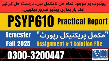 PSYP610 Practical Assignment 1 solution fall 2025 #psyp610 #vu #SNST #practical
