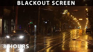 Late Night Heavy Rain and Traffic - 8 Hours Dark Screen - Urban Windows