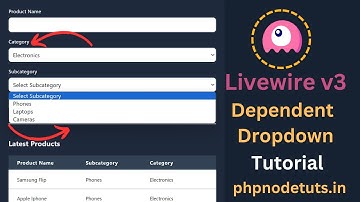 ⚡Laravel Livewire 3 Dependent Dropdown | Livewire 3 Dynamic Dropdown | Livewire 3 Tutorial