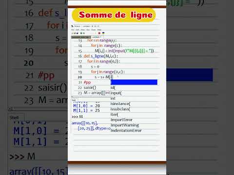 Matrice 3eme et bac informatique