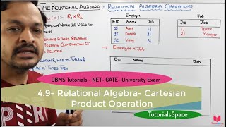4.9- Cartesian Product Operation In Relational Algebra | Relational Algebra In DBMS | DBMS Course