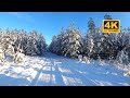 4K Driving in winter forest with chill music