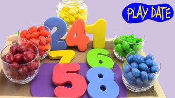 Learn To Count M&M Candy Colors + Teach toddler preschool kindergarten children