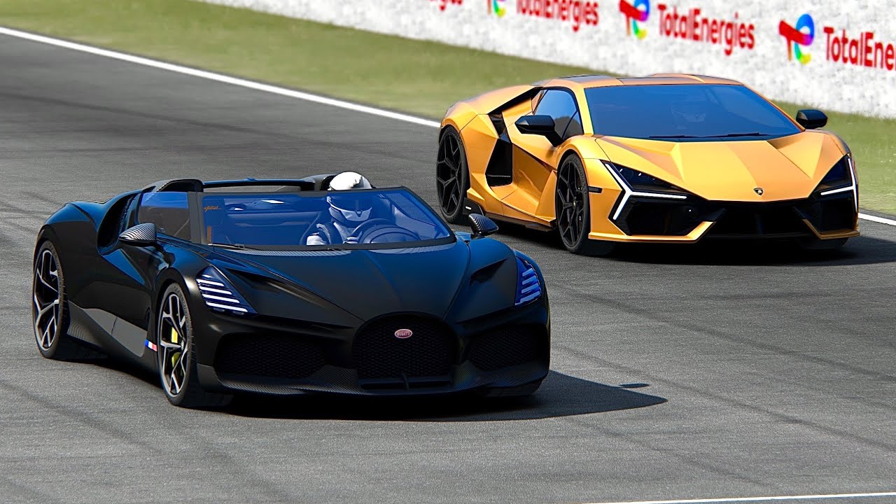lamborghini-revuelto-vs-bugatti-mistral-at-le-mans-24h-circuit-youtube