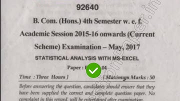 2017 Mdu BCom Hons 4th Sem Statistical Analysis Question Paper