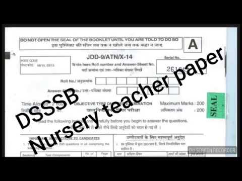 dsssb nursery previous year paper delhi nursery teacher previous