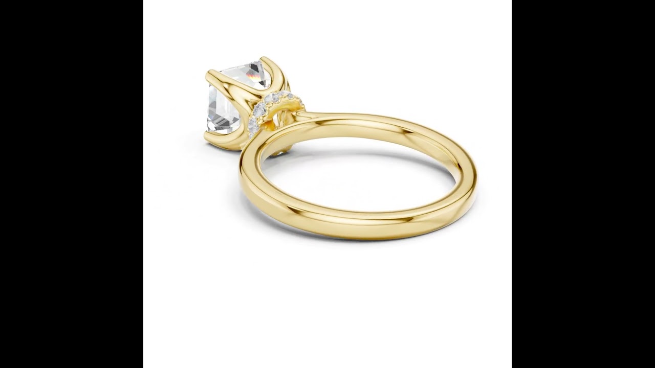 Asscher Solitaire Diamond With Wrap Hidden Halo Ring