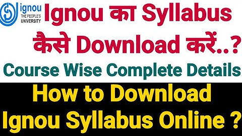 How to Download Ignou Syllabus Online ? | Ignou Syllabus Kaise Download Kare ? || For All Courses