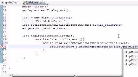 Part 71: Java Programming Tutorial - JList Program .