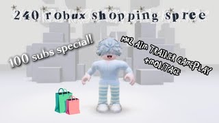 240 robux shopping spree with mm2 aim trainer gameplay + montage (100 subs special!) 