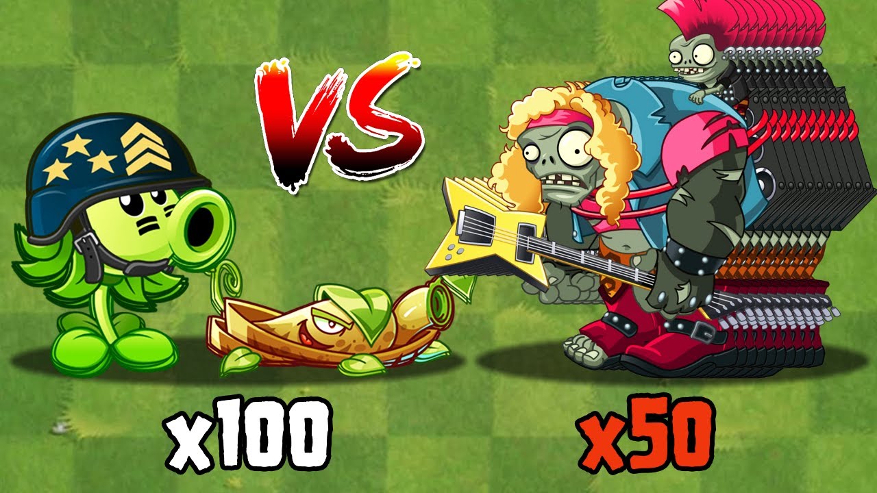 PVZ 2 Challenge - 100 Plants Max Level Vs 50 Gargantuars Level 4 Custom Speed - Who Will Win?