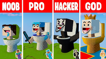 SKIBIDI TOILET STATUE HOUSE BUILD CHALLENGE - NOOB vs PRO vs HACKER vs GOD / Animation