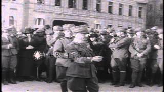 Gabriele D'Annunzio and military volunteers occupy Fiume after World War I. HD Stock Footage