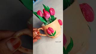Diy how to make pista shell tulip flower/#diy #sorts #craft #rose #viralvideo #aesthetic #roomdecor