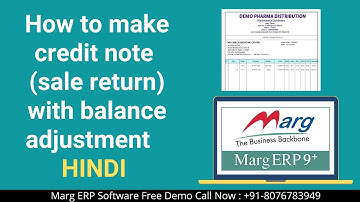 How to enter credit note entry in Marg ERP software with balance adjustment step by step in Hindi