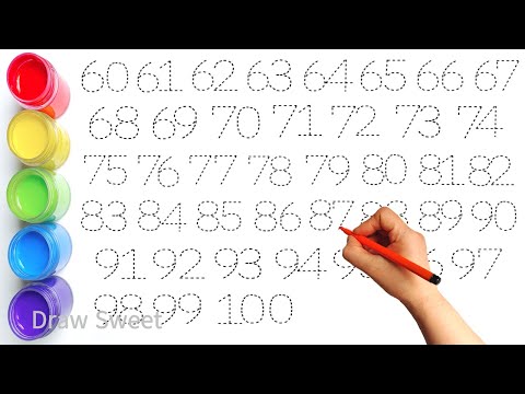 그림자 점선을 따라서 색깔 사인펜으로 숫자 60부터 100까지 따라 써 보았어요. | 숫자배우기