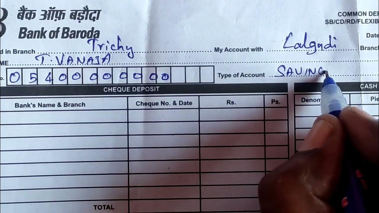How to fill deposit slip in bank of Baroda 2023 in tamil/Savings bank