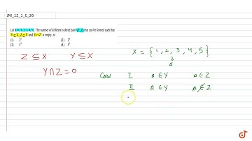 Let `X""=""{1,""2,""3,""4,""5}` . The number of different ordered pairs (Y, Z) that can be form...