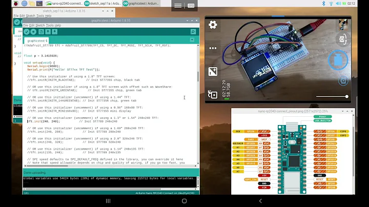 Nano RP2040 Connect (Arduino Framework) + ST7789 SPI LCD, using Adafruit ST7735 and ST7789 Library.