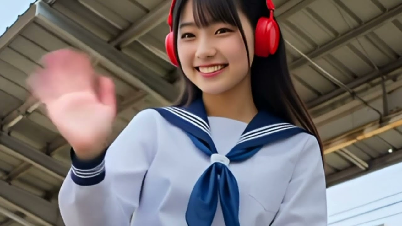 駅のホームで電車を待つ女の子 vol.04