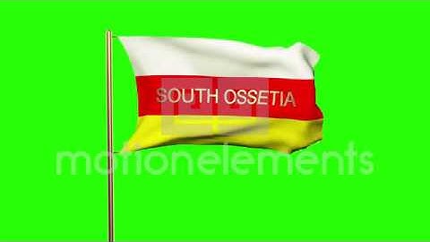 South Ossetia Flag With Title Waving In The Wind. Looping Sun Rises Style. Anima Stock Animation