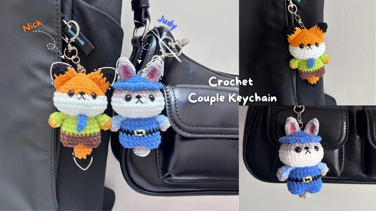 Crochet Nick & Judy Keychain 🦊🐰 | Easy Zootopia Inspired Amigurumi Tutorial