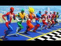 Spiderman with SUPERHEROES Running Challenge Competition - GTA Funny Contest #135