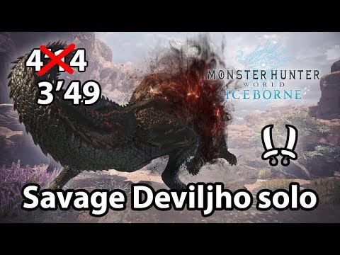 MHW Iceborne | Savage Deviljho solo (Dual Blades) - 3'49 (TA rules + clutch claw)