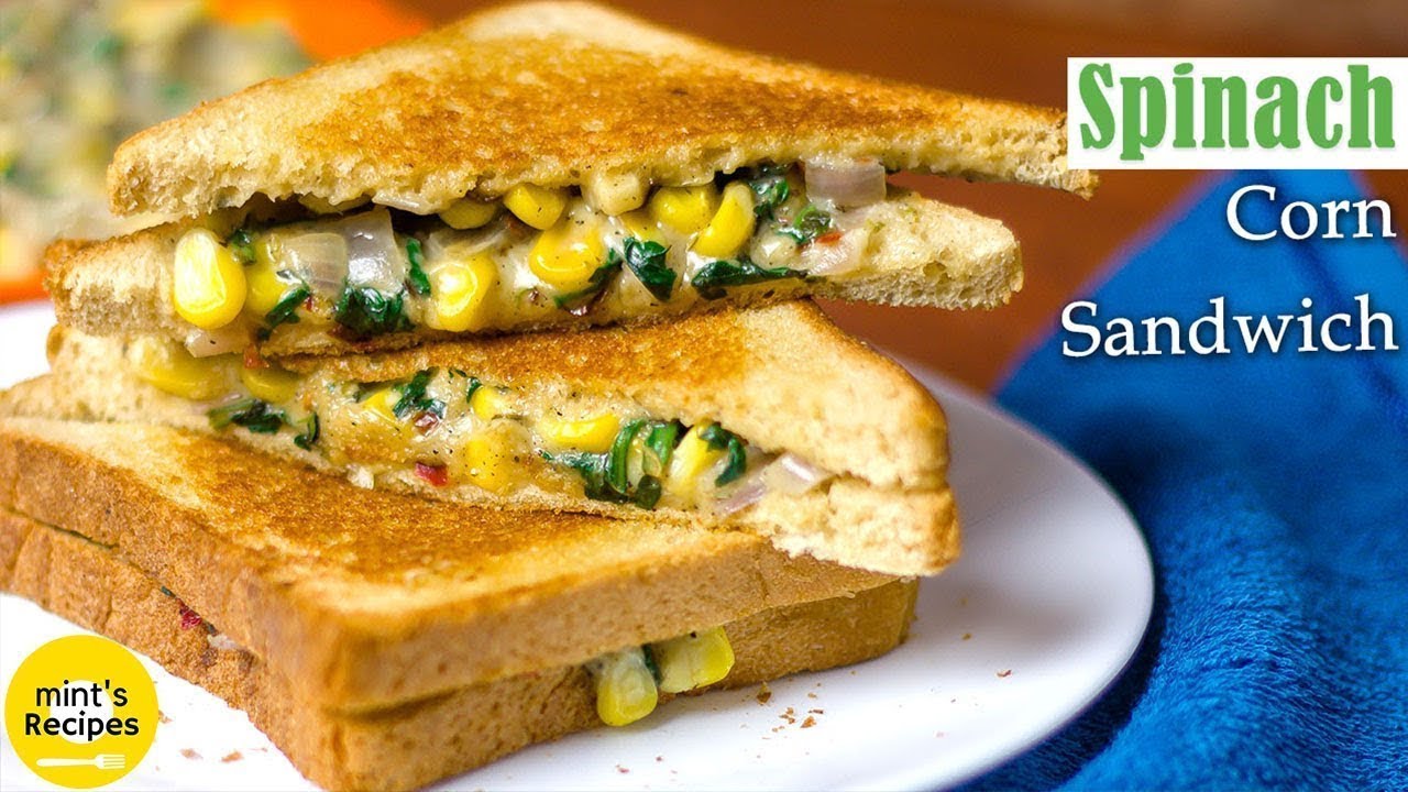 Cheese Corn Spinach Sandwich Recipe | सैंडविच रेसिपी हिंदी में | Quick Healthy Breakfast Recipes | MintsRecipes