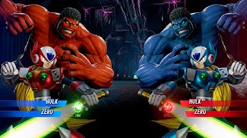Red Hulk & Red Zero VS Blue Hulk & Blue Zero (Hardest Ai) - Marvel vs Capcom Infinite Gameplay