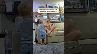 Toddler brings his dad Play-Doh... which Dad doesn't realize 🤣