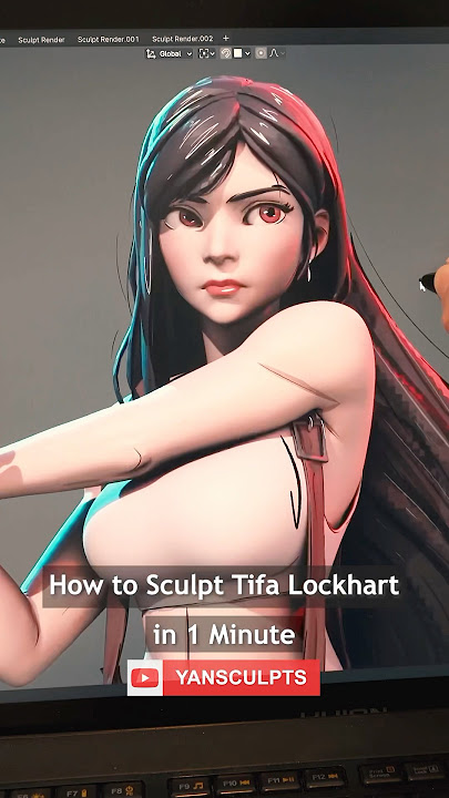 How to sculpt Tifa Lockhart in 1 Minute 🥊✍️⭐️. #blender3d #art #sculpture