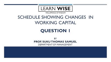 Preparation of Schedule showing Changes in Working Capital - Question 1