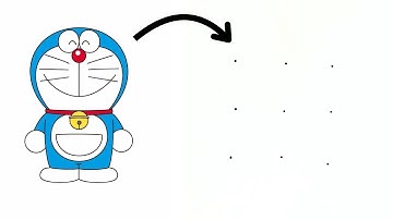 3×3 dots turn into doraemon drawing// easy doraemon drawing