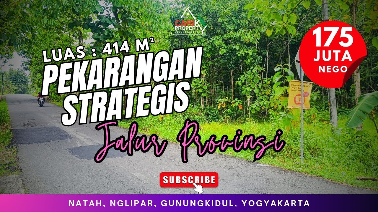 Dijual tanah pekarangan pinggir jalan provinsi luas 414 m², harga 175 juta